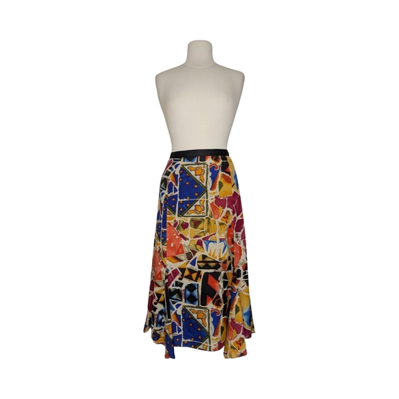 Nygard Asymmetrical Abstract Mosaic Funky Print Midi Skirt Size 14 - Picture 14 of 14